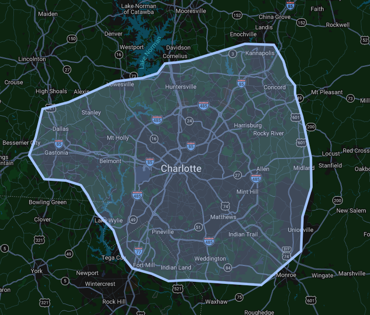 Charlotte Service Area Map