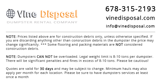 Rules for dumpster rental