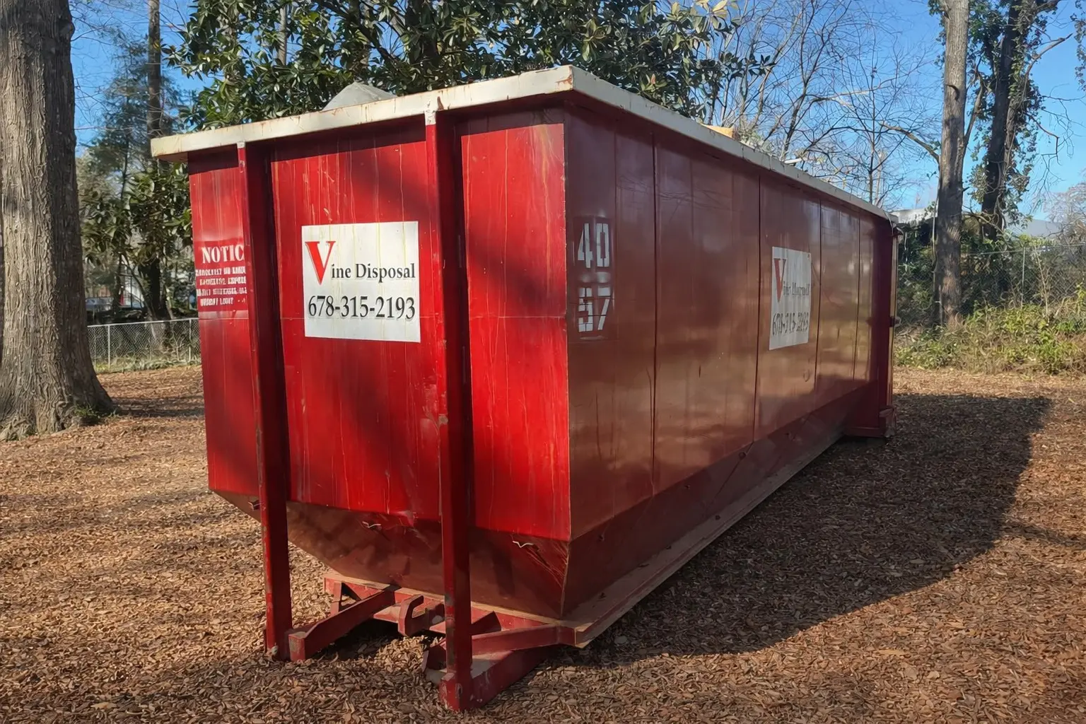 Vine Disposal roll-off dumpster delivery in Atlanta GA